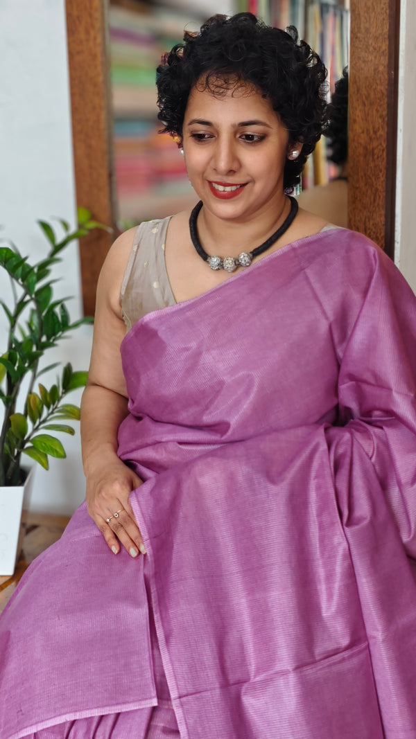 Lavender Noil Tussar Silk Saree - CNL3