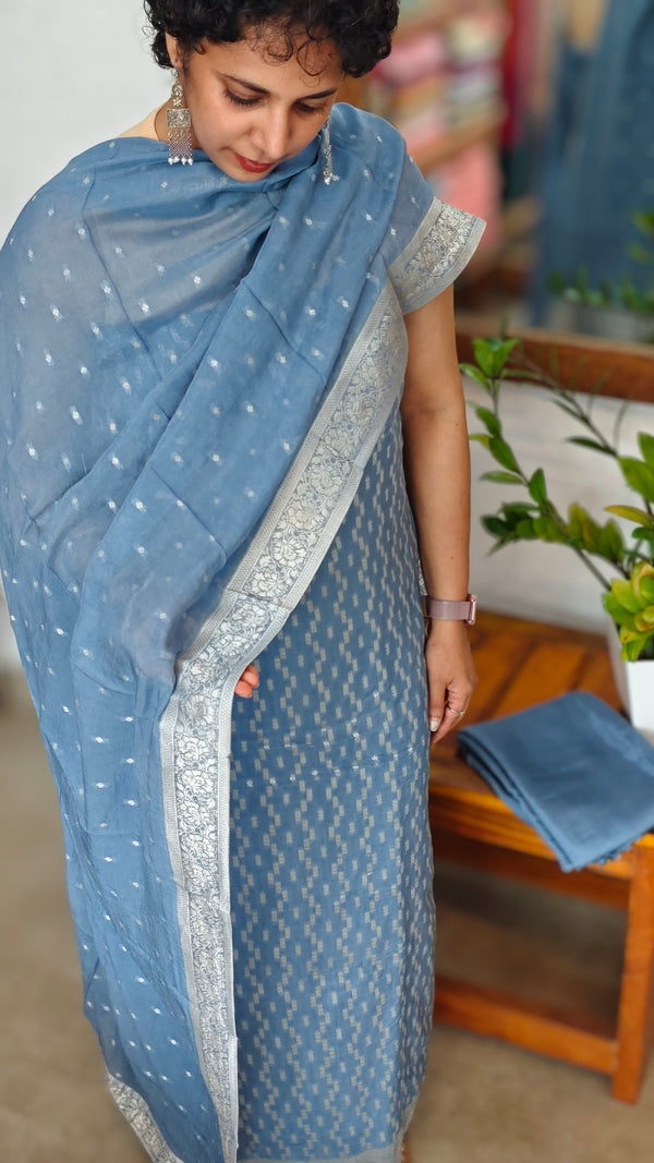 Blue Banarasi Georgette Suit - 5FSD