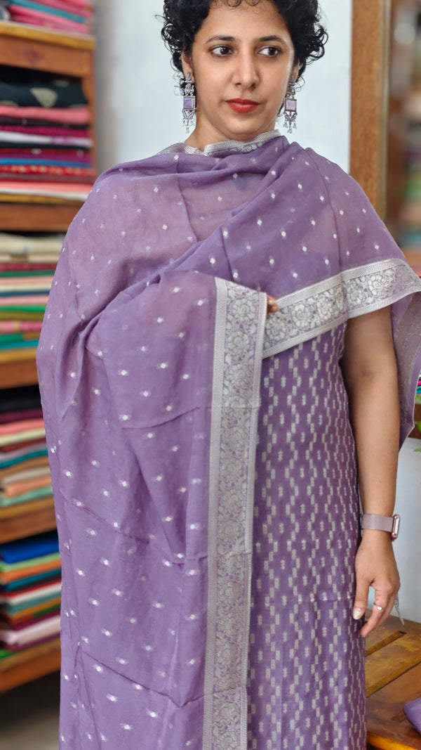 Dark Lavender Georgette Banarasi Suit - 5FSD