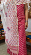 Pink cotton suit with chanderi dupatta
