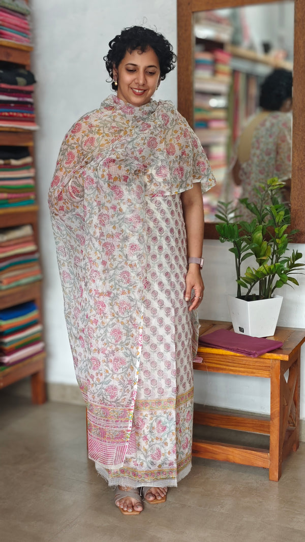 Floral Printed Kota Doria Suit - GD331