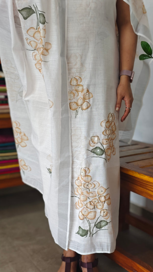 Off White and Mustard painted linen cotton suit - MJC5