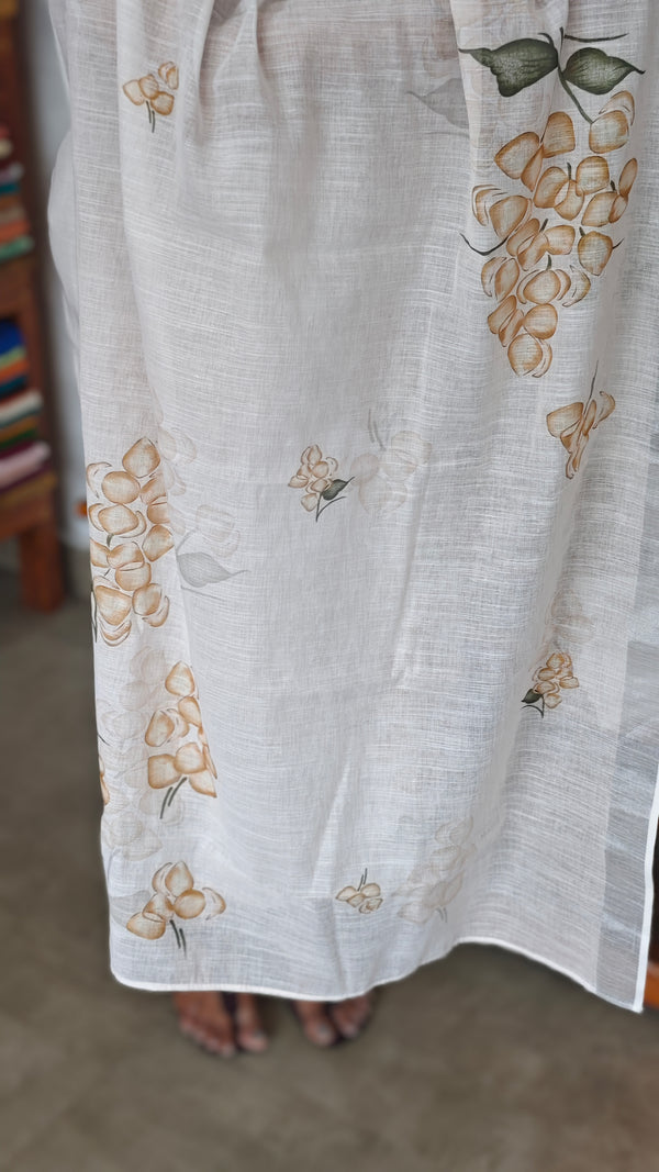 Off White and Mustard painted linen cotton suit - MJC5
