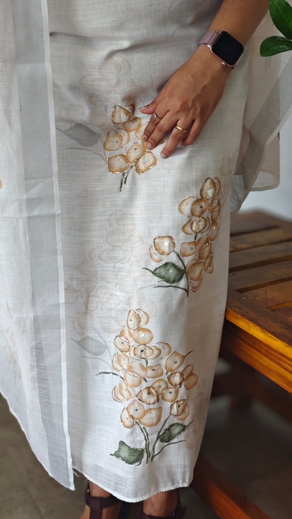 Off White and Mustard painted linen cotton suit - MJC5