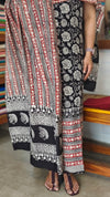 Black and Brick red Modal Cotton Suit