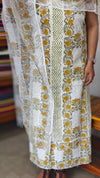 Off white and mustard Block Printed Cotton Suit