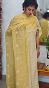 Pastel Yellow Embroidered Georgette Suit - 7M3D