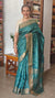 Peacock Blue Printed Tussar Silk Saree