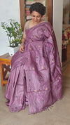 Dark Lavender Tussar Silk Saree - FSM8