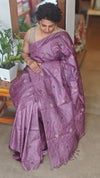 Dark Lavender Tussar Silk Saree - FSM8