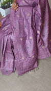 Dark Lavender Tussar Silk Saree - FSM8