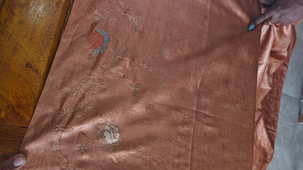 Golden Brown Tussar Silk Saree - FSM8