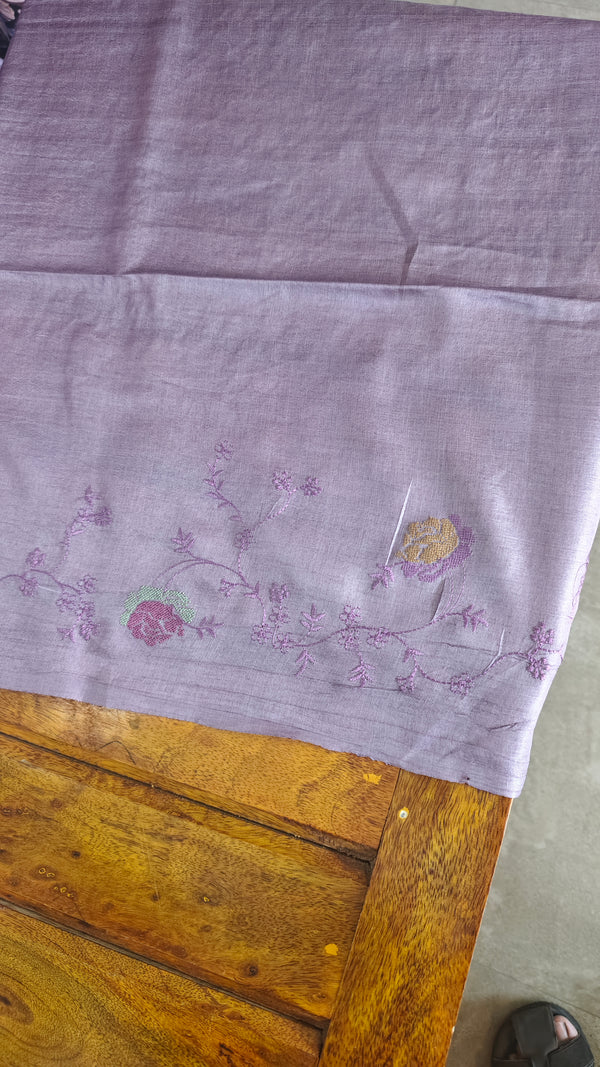 Lavender Tussar Silk Saree - FSM8