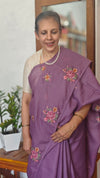 Purple Silky Kota Embroidered Saree - JCX