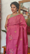 Pink Embroidered Silky Kota Saree - JCX