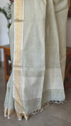 Cream Linen Silk Saree - DR42