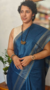 Blue Woven Semi Tussar Silk Saree - TF51