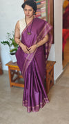 Wine Woven Semi Tussar Silk Saree - TF51