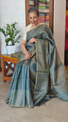 Metallic Green Tussar Tissue Saree - CCK3