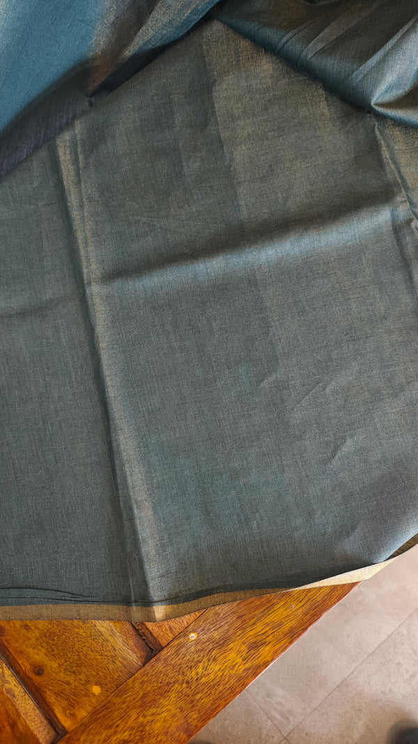 Metallic Green Tussar Tissue Saree - CCK3