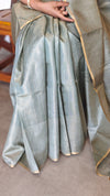 Metallic Teal Tussar Tissue Saree - CCK3