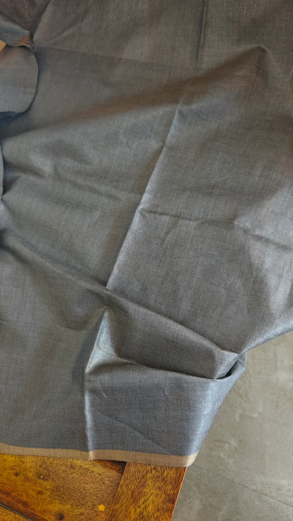 Metallic Grey tussar tissue saree - CCK3