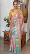 Peach Ganga Jamuna Banarasi Tissue Saree