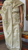 Pista Green Cross Stitch Embroidered Semi Tussar Silk Suit - MTV6 - M3