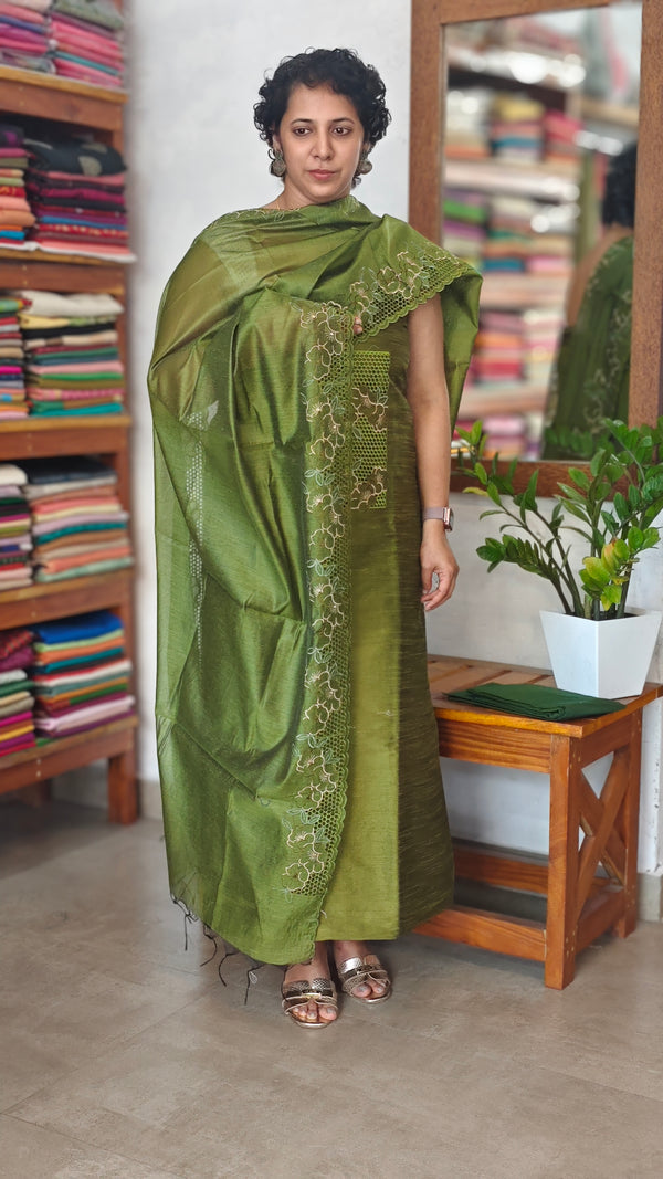Forest Green Cutwork Cotton Silk Salwar Suit