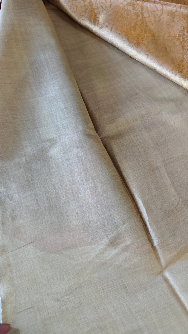 Maroon and Beige Handloom Tussar Silk Saree
