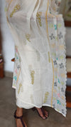 Cream Hakoba Block Print Suit