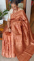 Golden rust embroidered silk saree - 733C