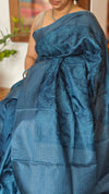 Azure Blue Embroidered Silk Saree - 733C