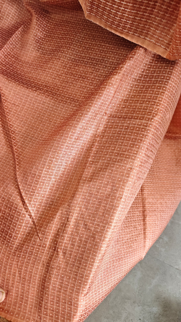 Golden rust embroidered silk saree - 733C