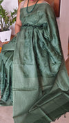 Emerald Green Embroidered Silk Saree - 733C
