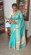 Mint Green Linen Silk Saree - DR42