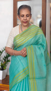 Sea Green Linen Silk saree - DR42
