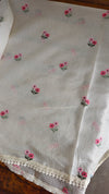 Cream Silky kota Cross Stitch Embroidered Saree - SKC5