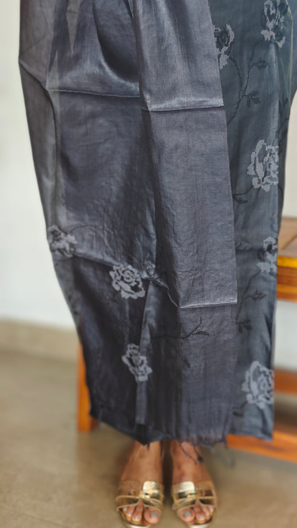 Black Tussar Silk Suit - FNA4
