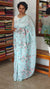 Aqua Blue Silky Kota Cross Stitch Embroidered Saree - SKC5
