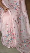 Pink Silky Kota Cross Stitch Embroidered Saree - SKC5
