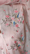 Pink Silky Kota Cross Stitch Embroidered Saree - SKC5