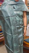 Turquoise Embroidered Tussar Silk Suit