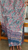 Peacock Blue Floral printed Chanderi Silk Suit - MC059
