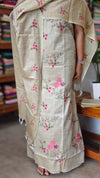 Sandy beige Cross Stitch Embroidered Semi Tussar Suit - MTV6 - CS2