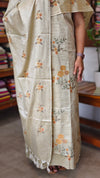 Sandy Beige Cross Stitch Embroidered Semi Tussar Suit - MTV6 - F3