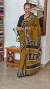 Mustard and black kota doria Saree - SQ39