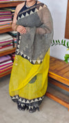 Black and Mustard Yellow Kota Doria Saree - SQ39