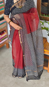 Maroon and black Kota Doria Saree - SQ39
