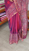 Red and pink Kota doria Saree with ajrakh prints - SQ39